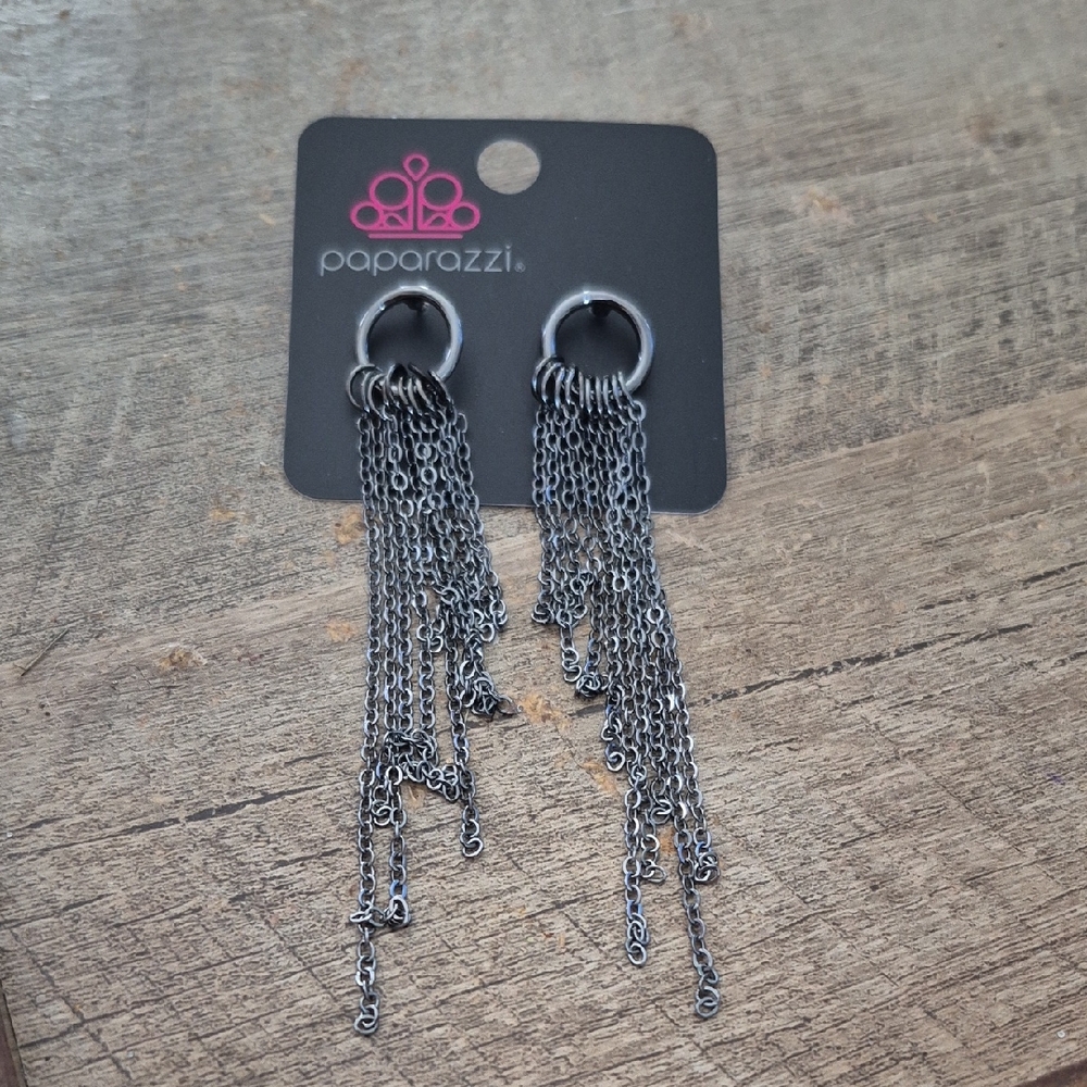 Paparazzi Silver Cascading Chain Earrings